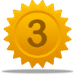 The number three in a yellow star